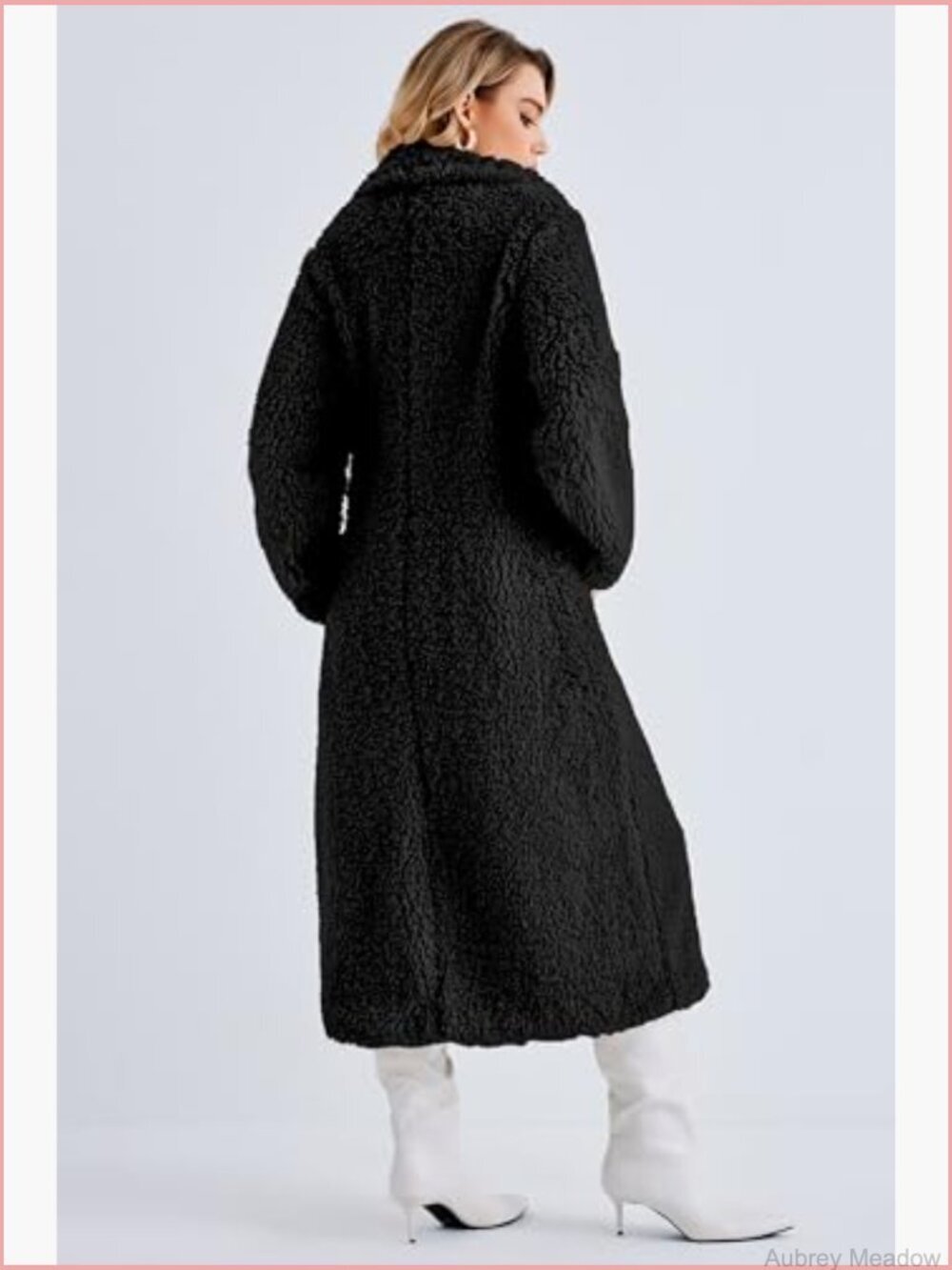 Faux Fur Open Front Long Cardigan Coat Winter Fuzzy Fleece Jacket Overcoat with - Picture 6 of 6